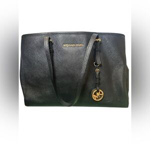 Michael Kors Black Tote with Gold Accents